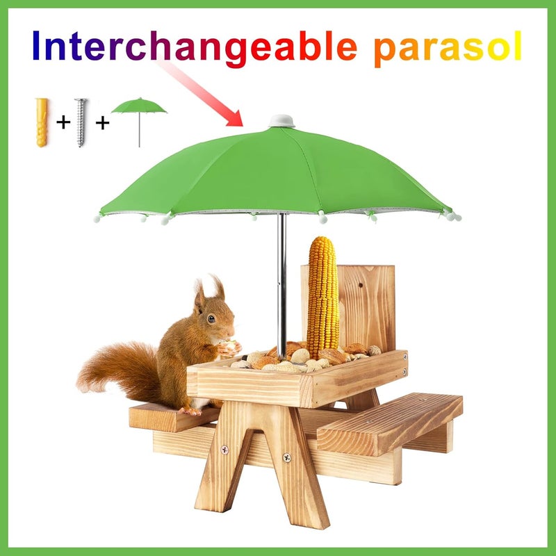 Gnodry Squirrel Picnic Table Feeder Replacement Mini Umbrella for Outside (Green) - Image 3